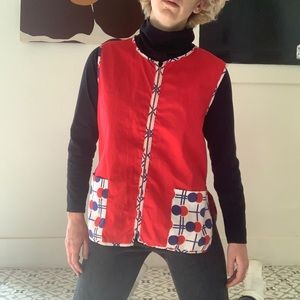Vintage geometric art smock vest